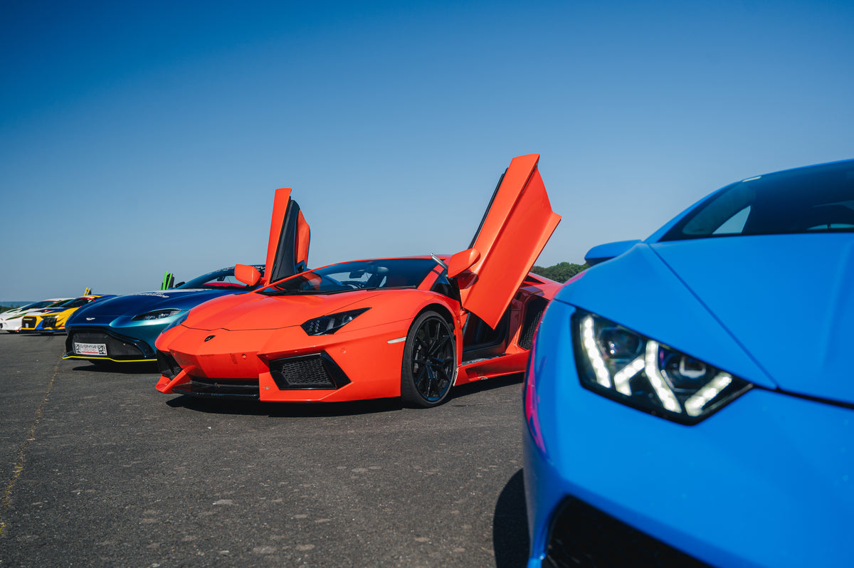 A bright orange Lamborghini sports car